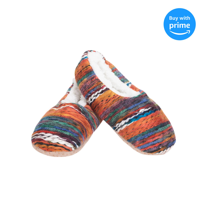 Orange Yarn Craft Blend Womens Plush Lined Cozy Non Slip Indoor Soft Slippers - Medium