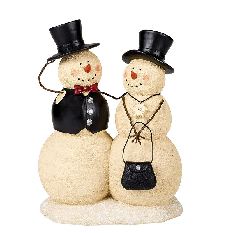 Snowman couple holiday figurine