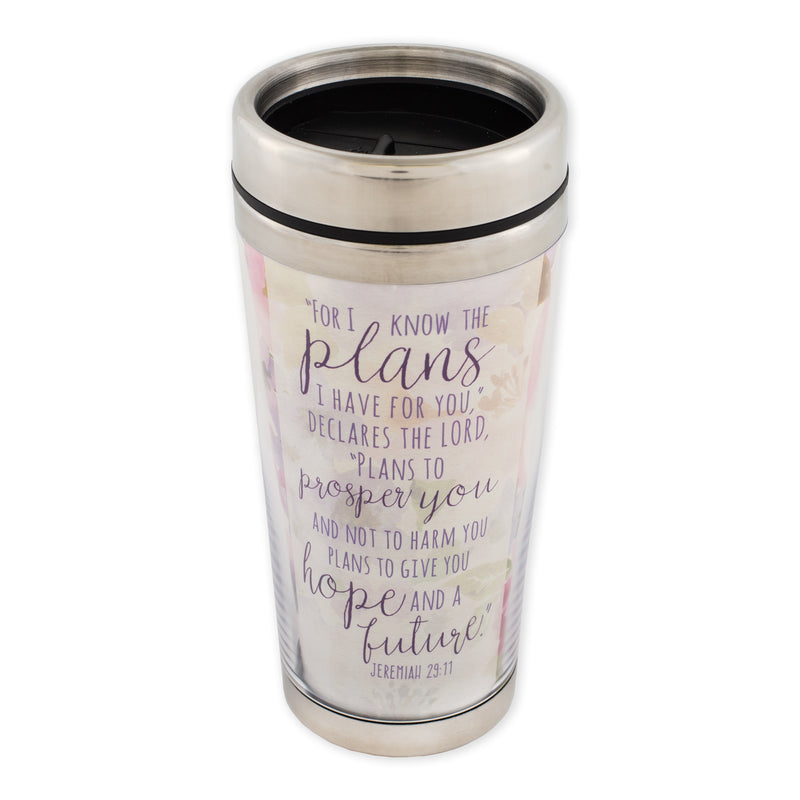 Plans I Have for You Jeremiah 29:11 Watercolor Floral 16 Ounce Stainless Steel Travel Tumbler Mug