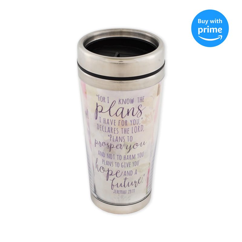 Plans I Have for You Jeremiah 29:11 Watercolor Floral 16 Ounce Stainless Steel Travel Tumbler Mug