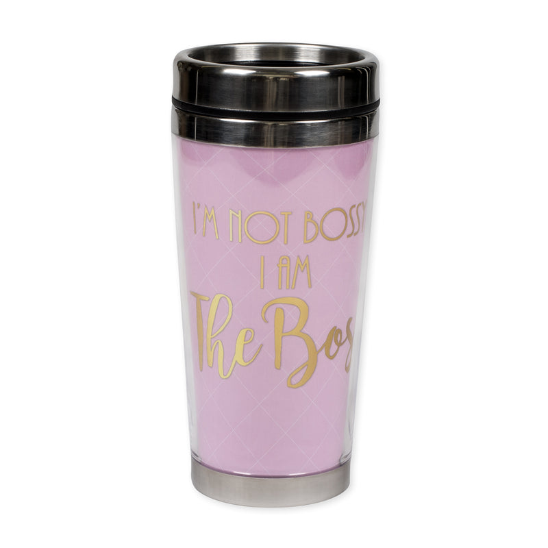 I'm Not Bossy, I Am The Boss Pink 16 Ounce Stainless Steel Travel Tumbler Mug