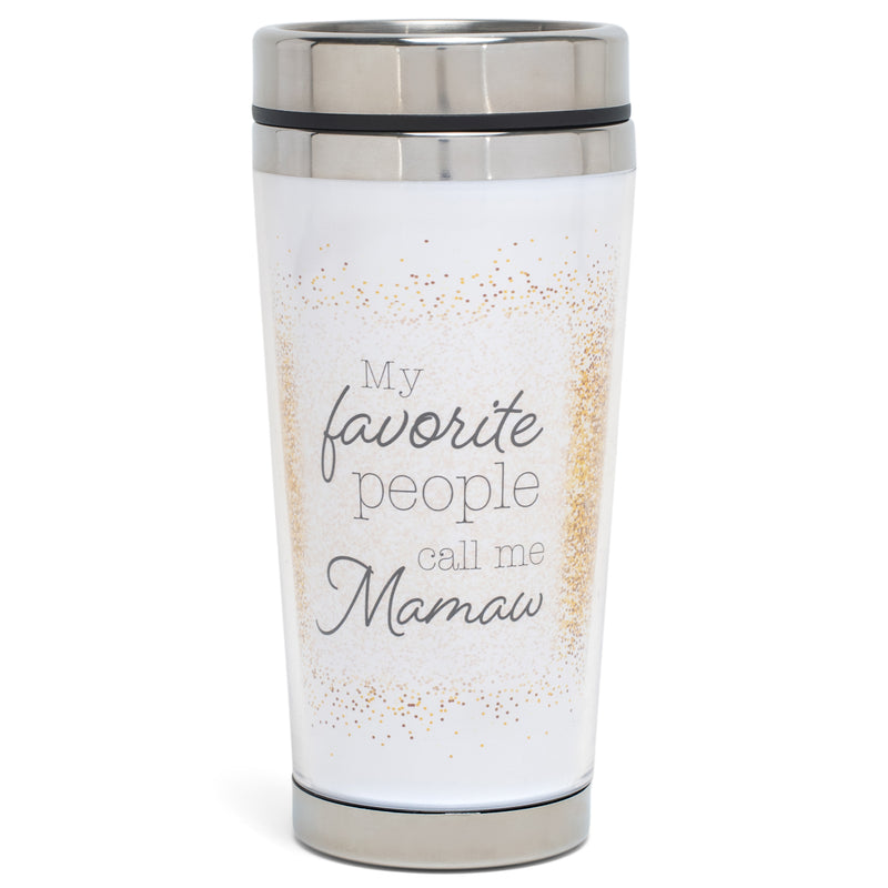 Call Me Mamaw Classic White and Gold Tone 16 Ounces Stainless Steel Travel Tumbler
