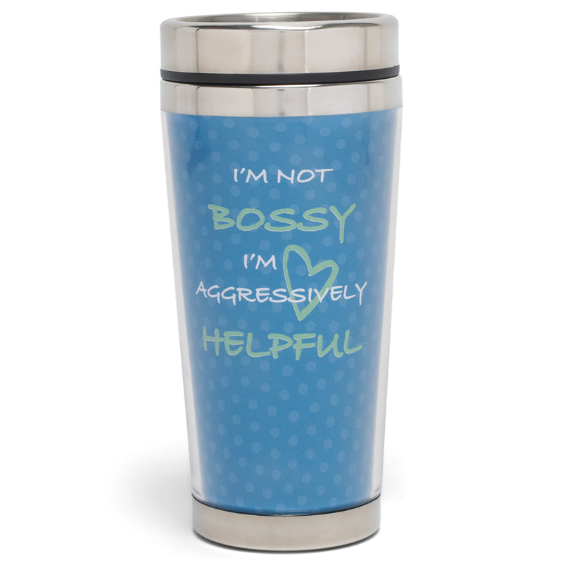 I'm Not Bossy Bright Blue and Green 16 Ounces Stainless Steel Travel Tumbler