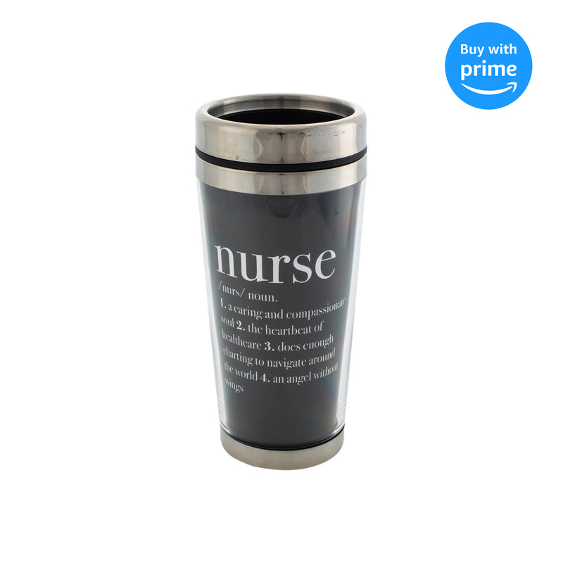 Nurse Definition Black 16 Ounce Stainless Steel Travel Mug with Lid
