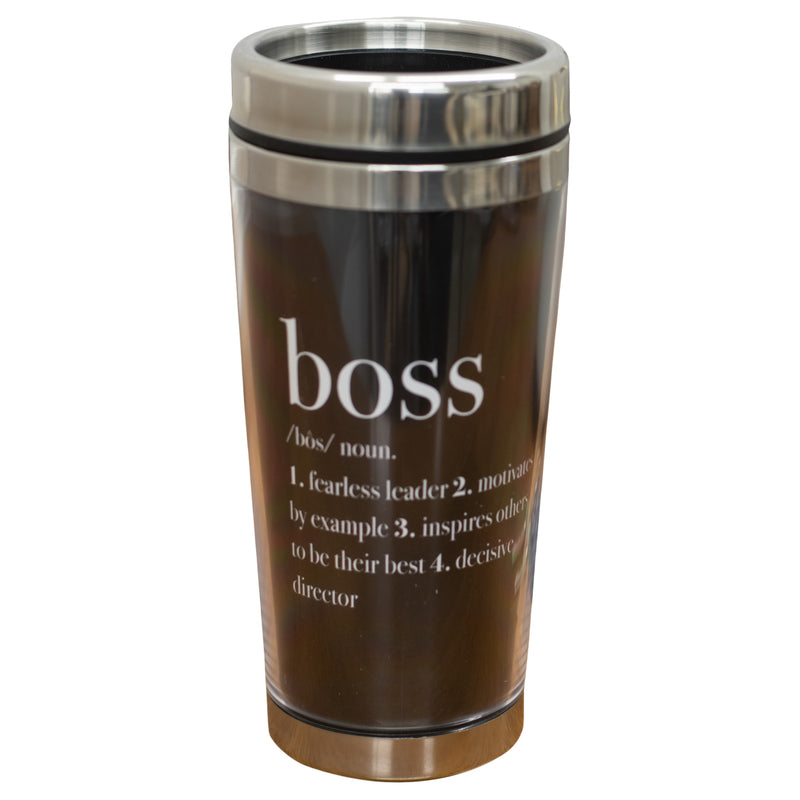 Boss Definition Black 16 Ounce Stainless Steel Travel Mug with Lid