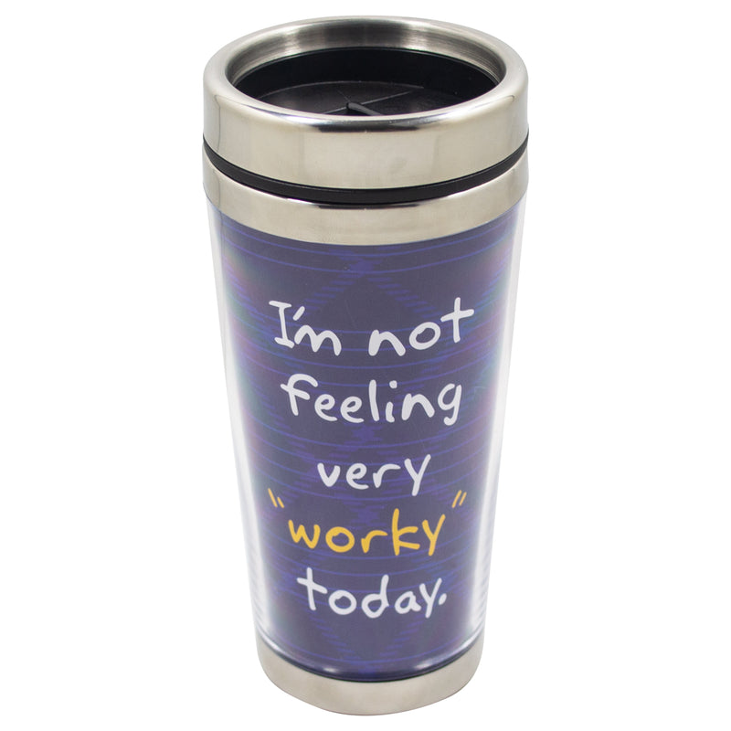 Not Feeling Very "Worky" Today Blue 16 Ounce Stainless Steel Travel Tumbler Mug with Lid