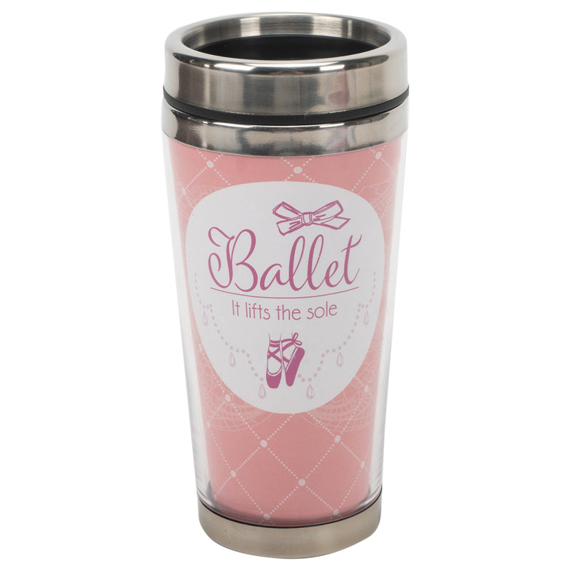Ballet It Lifts The Sole Pink 16 ounce Stainless Steel Travel Tumbler Mug with Lid