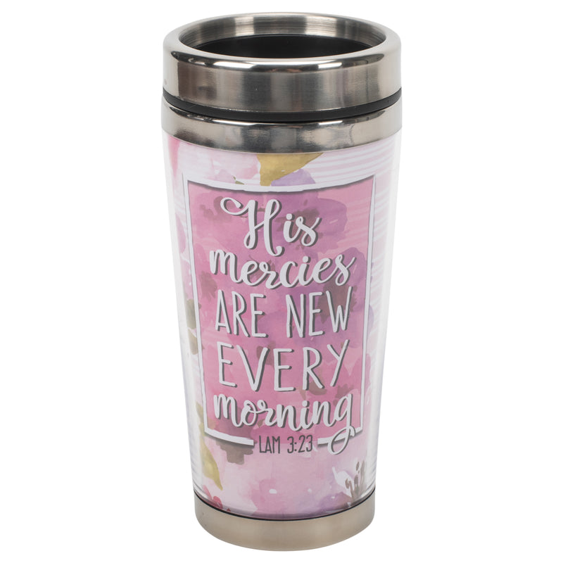 Mercies Are New Every Morning Purple 16 ounce Stainless Steel Travel Tumbler Mug with Lid