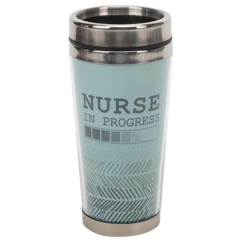 Nurse In Progress Blue 16 ounce Stainless Steel Travel Tumbler Mug with Lid