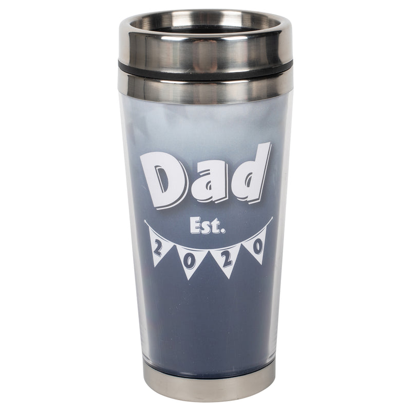 Dad Est. 2020 Cloudy Blue 16 ounce Stainless Steel Travel Tumbler Mug with Lid