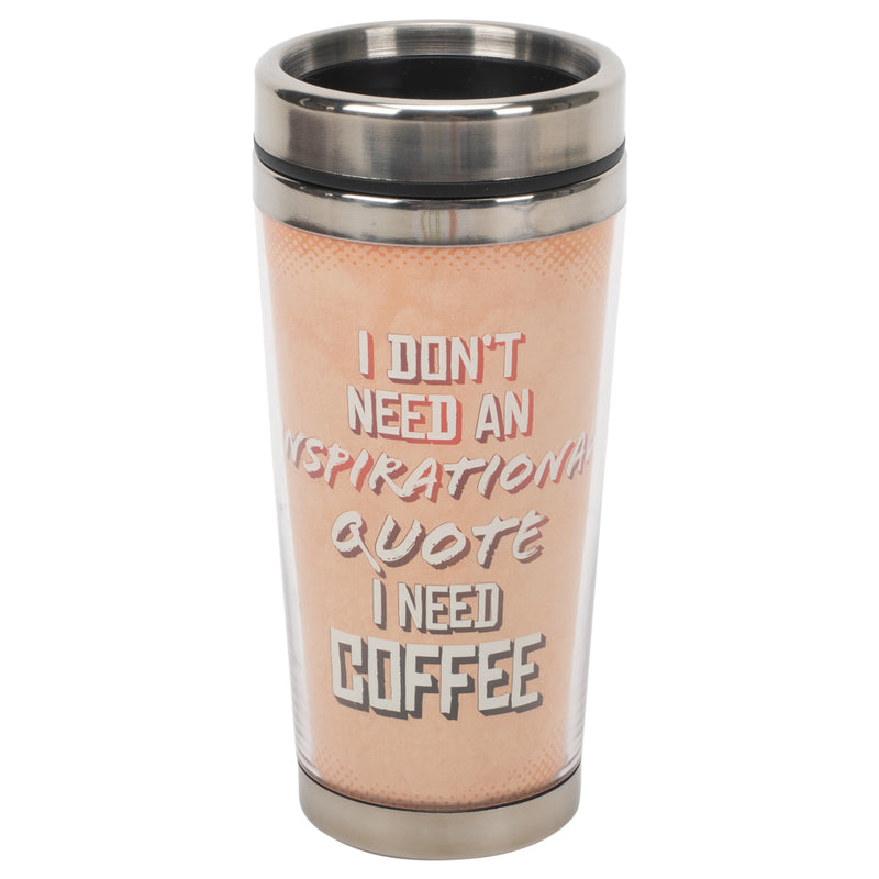 Need Inspirational Coffee Peach 16 ounce Stainless Steel Travel Tumbler Mug with Lid