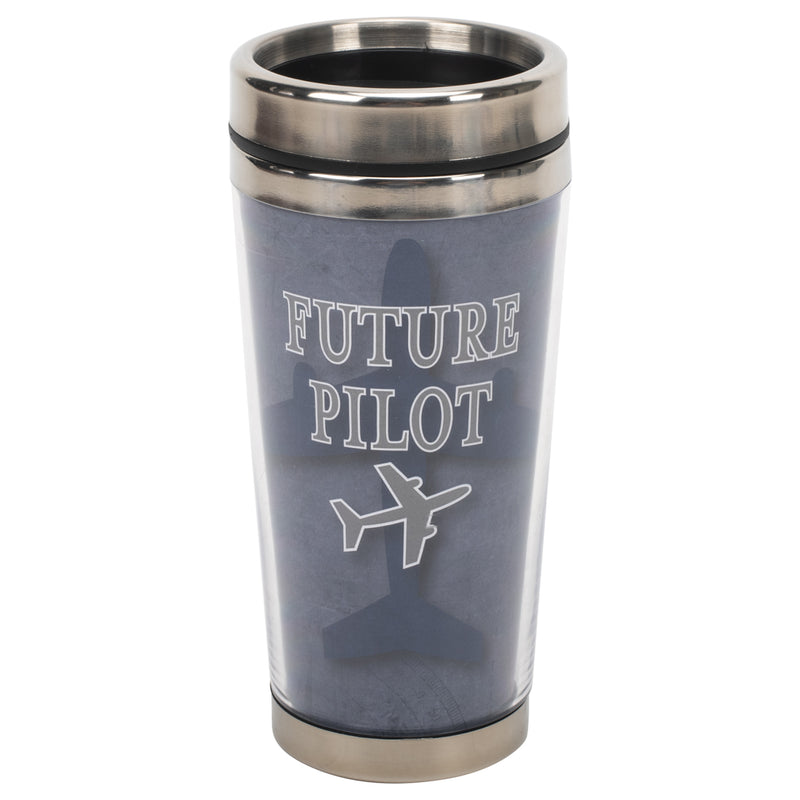 Future Pilot Blue 16 ounce Stainless Steel Travel Tumbler Mug with Lid
