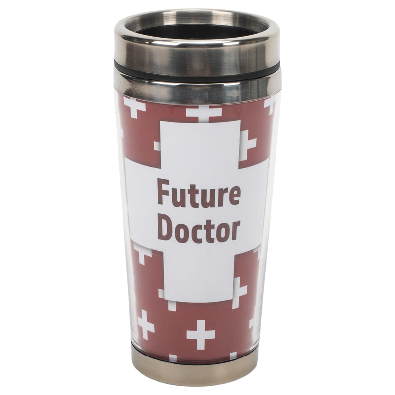 Future Doctor Maroon White 16 ounce Stainless Steel Travel Tumbler Mug with Lid