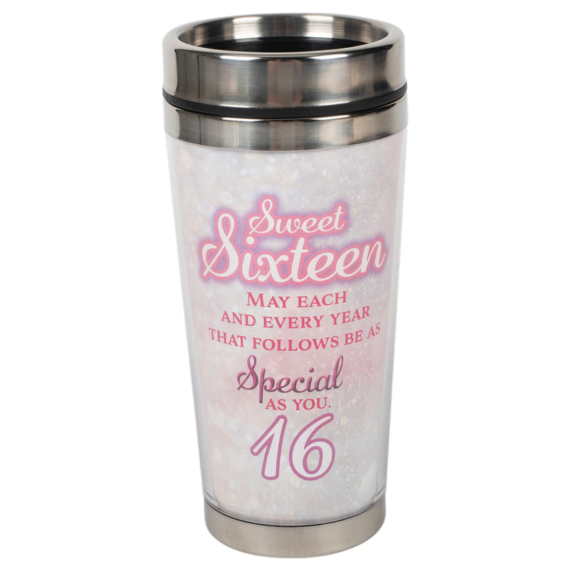 Sweet Sixteen You Are Special Pink 16 ounce Stainless Steel Travel Tumbler Mug with Lid