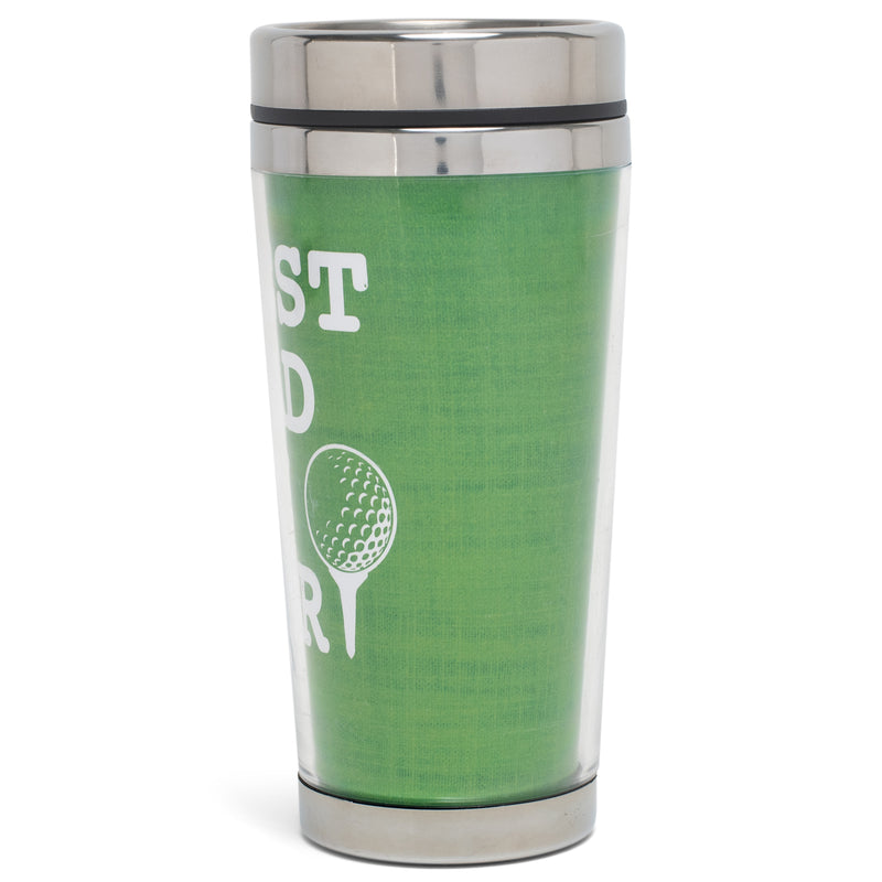 Best Dad By Par Bright Green and  White 16 Ounces Stainless Steel Travel Tumbler