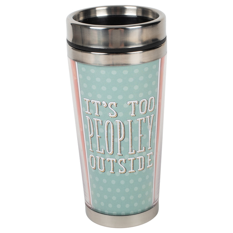 Too Peopley Outside Blue Dot 16 ounce Stainless Steel Travel Tumbler Mug with Lid