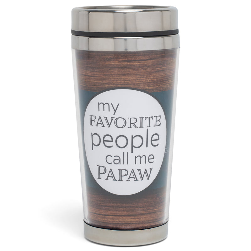 Call Me Papaw Amber Brown and White 16 Ounces Stainless Steel Travel Tumbler