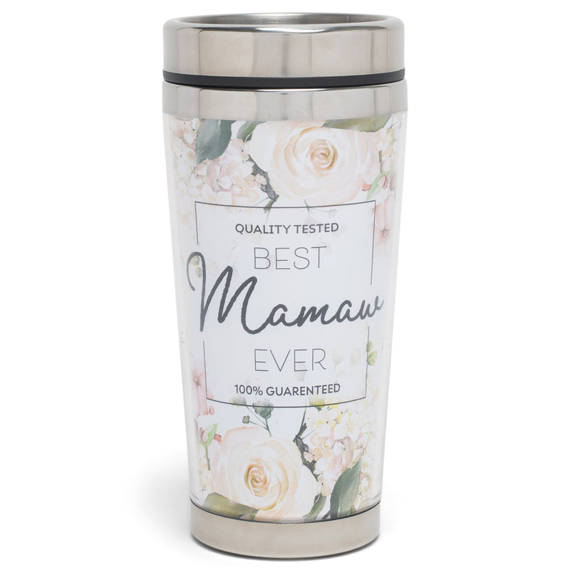 Best Mamaw Ever Classic White Floral 16 Ounces Stainless Steel Travel Tumbler
