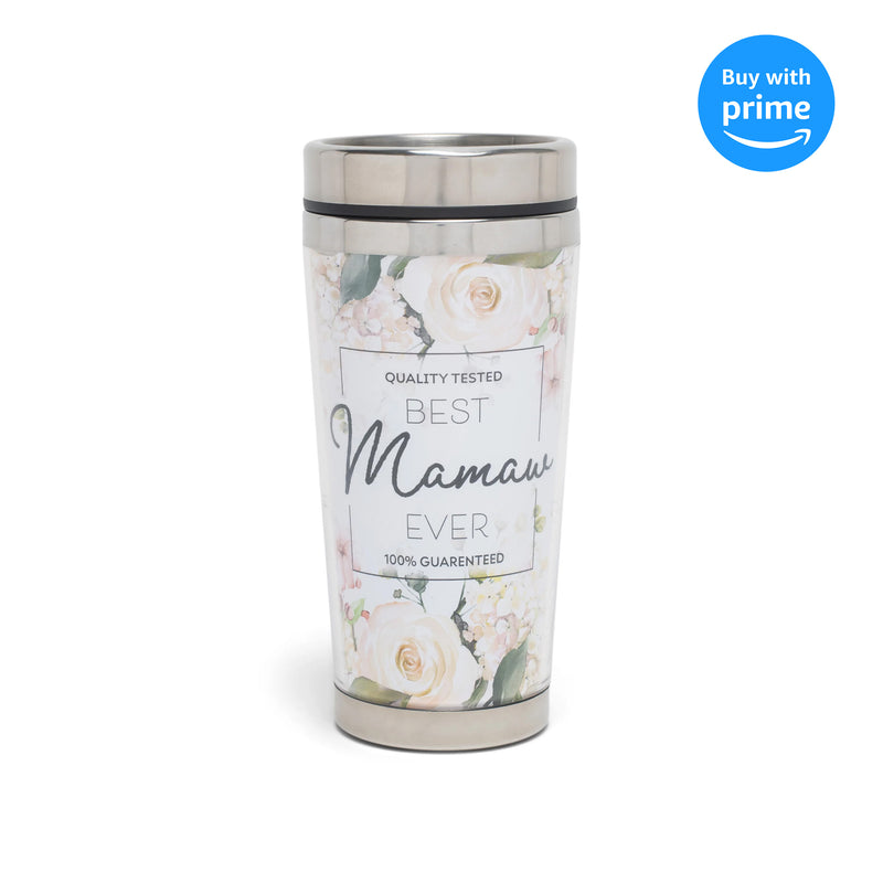 Best Mamaw Ever Classic White Floral 16 Ounces Stainless Steel Travel Tumbler