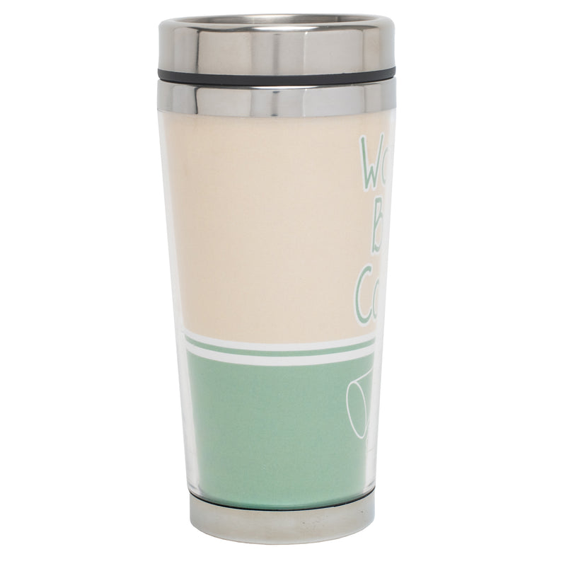 World's Best Coach Mint Green and Tan 16 Ounces Stainless Steel Travel Tumbler