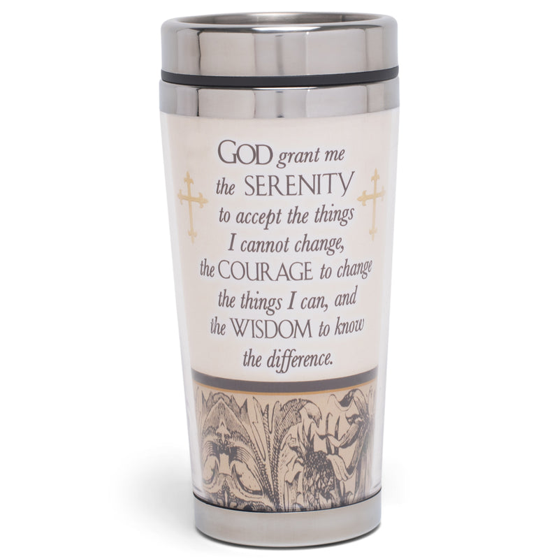 Grant Me The Serenity Dark Brown and Tan 16 Ounces Stainless Steel Travel Tumbler