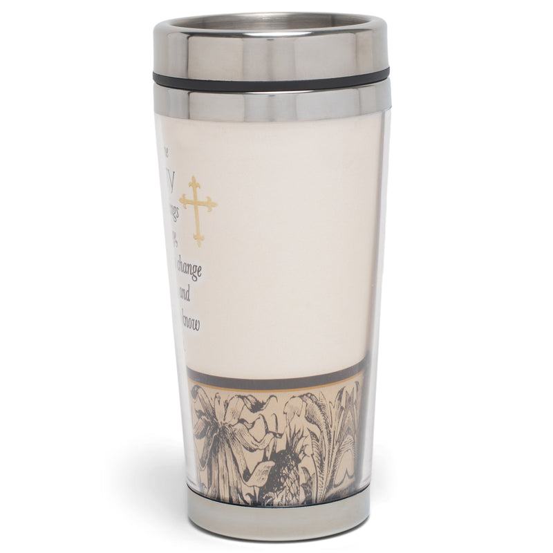 Grant Me The Serenity Dark Brown and Tan 16 Ounces Stainless Steel Travel Tumbler