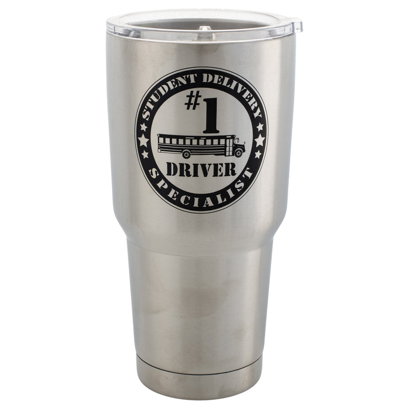 #1 Bus Driver Student Delivery Special 30 Oz Stainless Steel Travel Mug with Lid