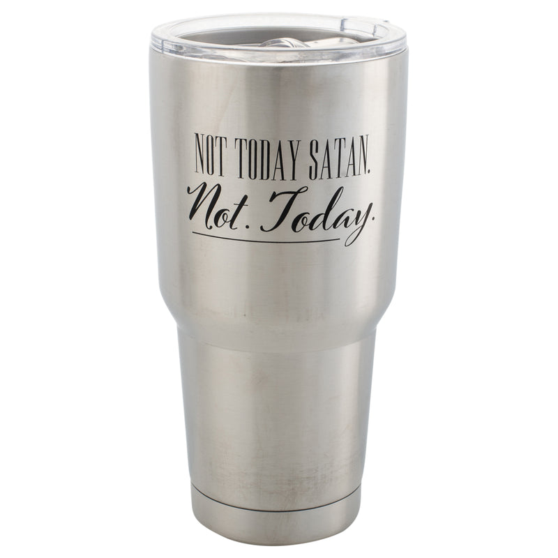 Not Today Satan, Not Today Cross 30 Oz Stainless Steel Travel Mug with Lid