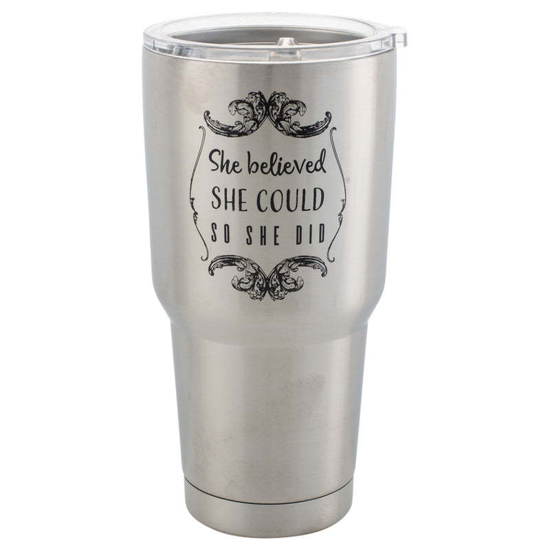 She believed She Could so She Did 30 Oz Stainless Steel Travel Mug with Lid