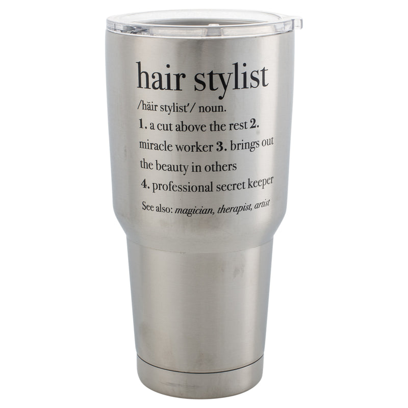 Hair Stylist Definition Jumbo 30 Ounce Stainless Steel Travel Mug with Lid