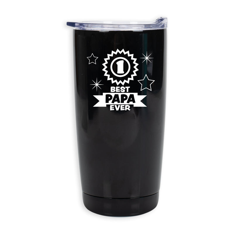 Best Papa Ever Matte Black 20 ounce Stainless Steel Travel Tumbler Mug with Lid