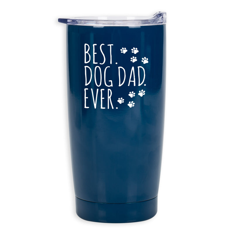 Best Dog Dad Ever Bold Blue 20 Ounce Stainless Steel Travel Tumbler Mug