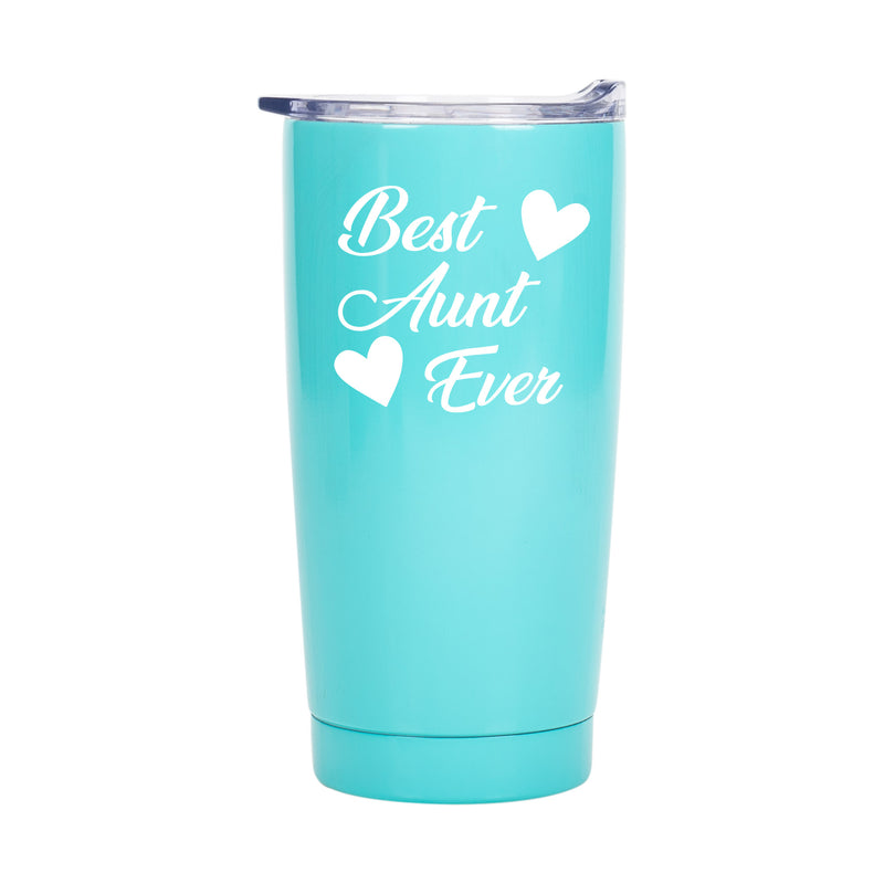 Best Aunt Ever Pale Blue 20 Ounce Stainless Steel Travel Tumbler Mug With Lid