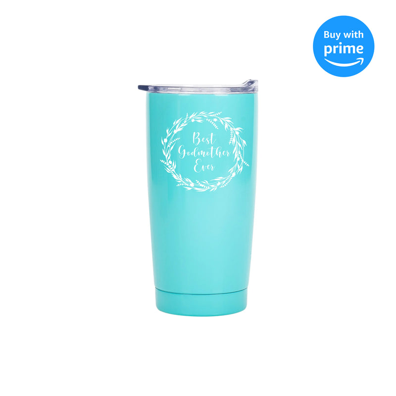 Best Godmother Ever Pale Blue 20 Ounce Stainless Steel Travel Tumbler Mug