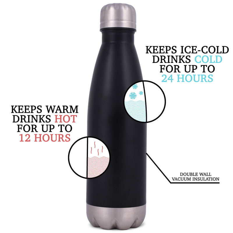 Elanze Designs Siblings Black 17 ounce Stainless Steel Sports Water Bottle