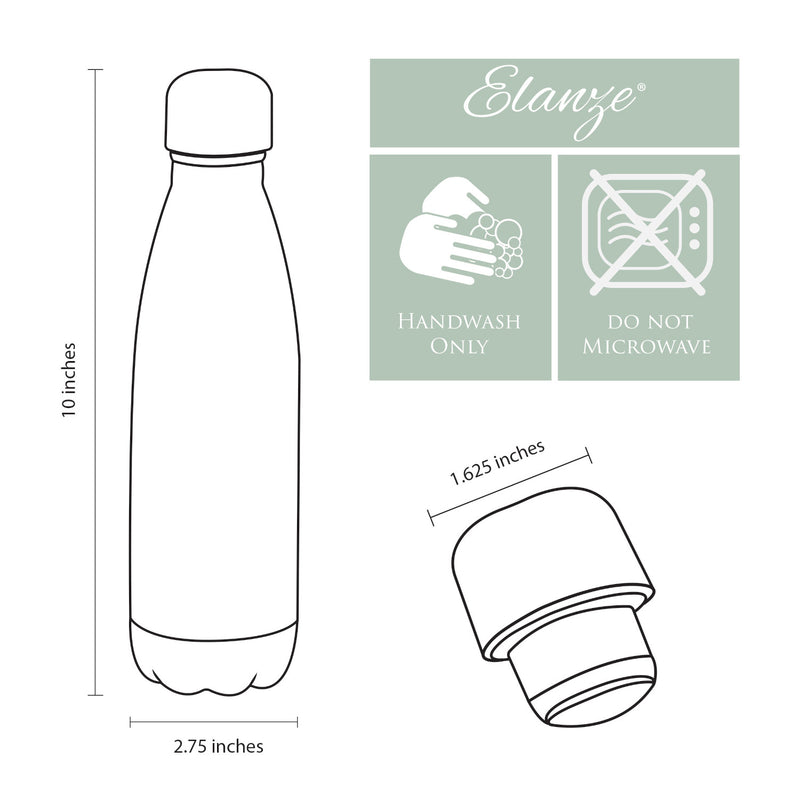Elanze Designs COACH Football Black 17 ounce Stainless Steel Sports Water Bottle