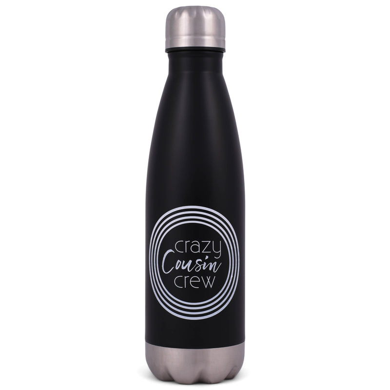 Elanze Designs Crazy Cousin Crew Black 17 ounce Stainless Steel Sports Water Bottle