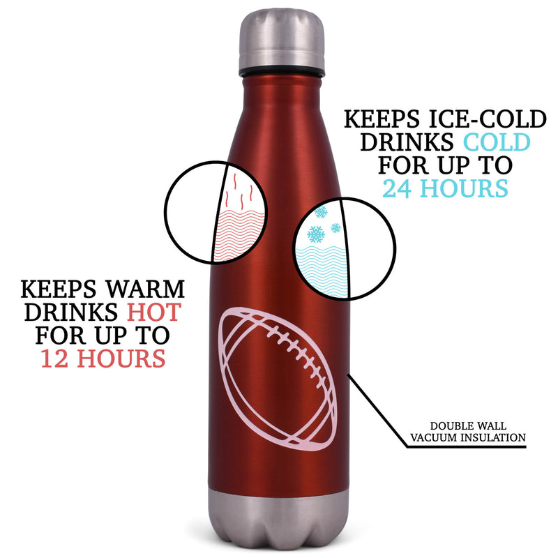 Elanze Designs Eat Sleep Football Red 17 ounce Stainless Steel Sports Water Bottle