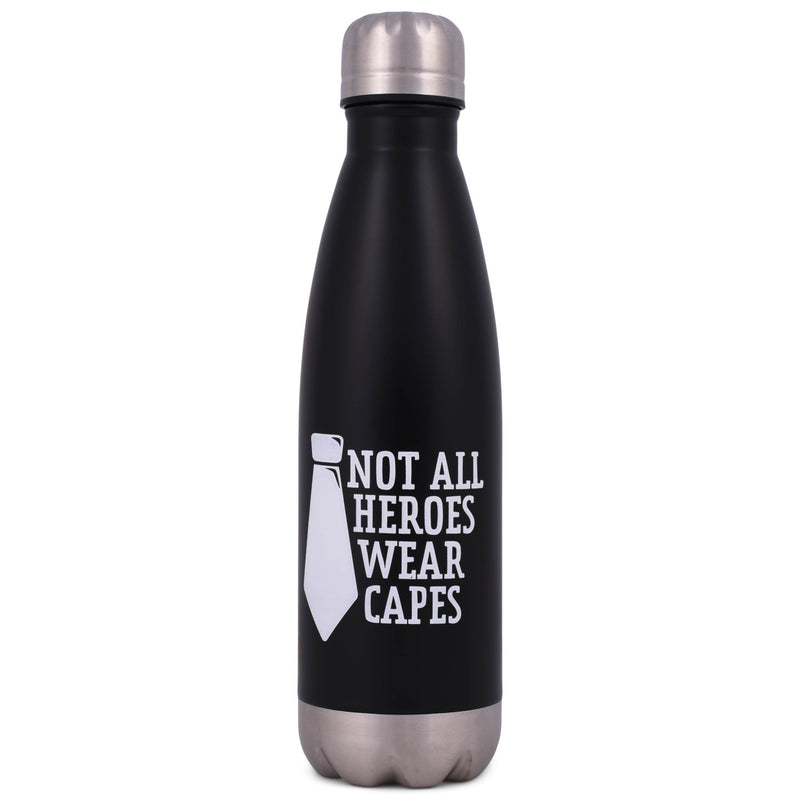 Elanze Designs Not All Heroes Wear Capes Black 17 ounce Stainless Steel Water Bottle