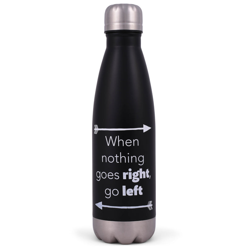 Elanze Designs Nothing Goes Right Black 17 ounce Stainless Steel Sports Water Bottle