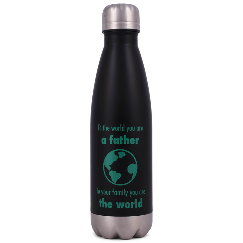 Elanze Designs Father Family World Black 17 ounce Stainless Steel Sports Water Bottle