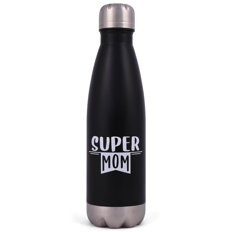 Elanze Designs Super Mom Black 17 ounce Stainless Steel Sports Water Bottle