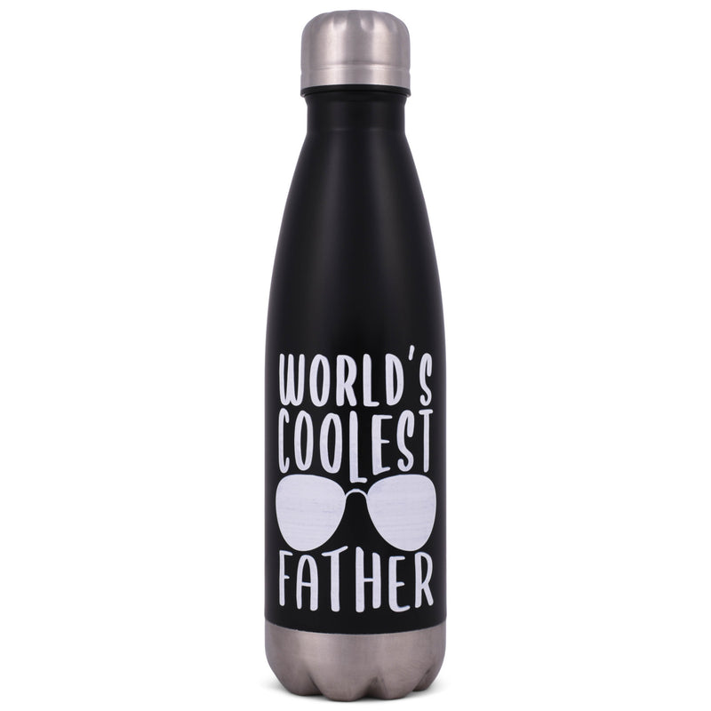 Elanze Designs World's Coolest Father Black 17 ounce Stainless Steel Sports Water Bottle