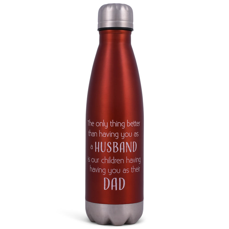 Elanze Designs Better than Husband Dad Red 17 ounce Stainless Steel Sports Water Bottle