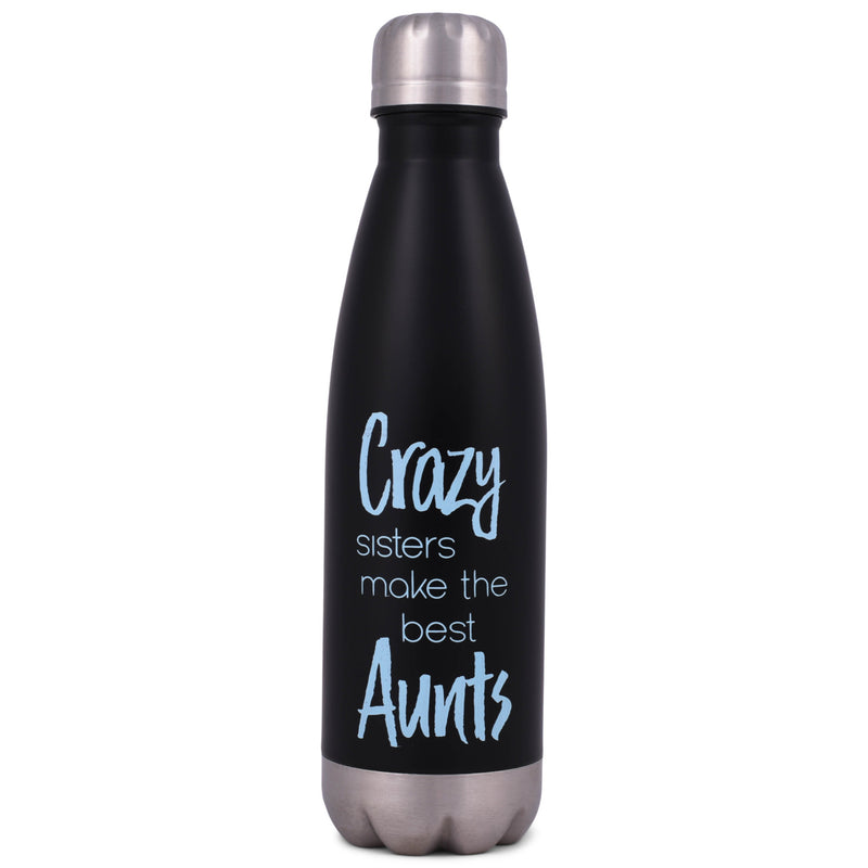 Elanze Designs Crazy Sisters Aunts Black 17 ounce Stainless Steel Sports Water Bottle