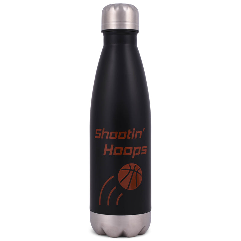 Elanze Designs Shootin' Hoops Black 17 ounce Stainless Steel Sports Water Bottle
