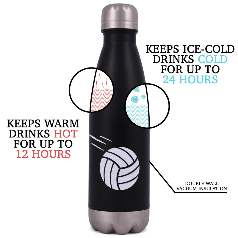 Elanze Designs Just Got Served Black 17 ounce Stainless Steel Sports Water Bottle