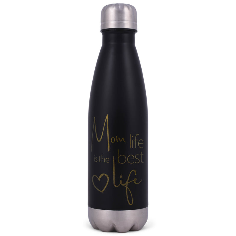 Elanze Designs Mom Life Best Life Black 17 ounce Stainless Steel Sports Water Bottle