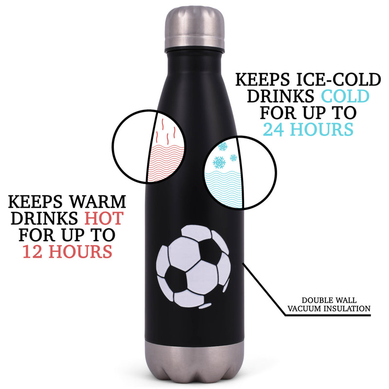 Elanze Designs Eat Sleep Soccer Black 17 ounce Stainless Steel Sports Water Bottle