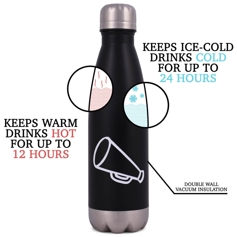 Elanze Designs Eat Sleep Cheer Black 17 ounce Stainless Steel Sports Water Bottle